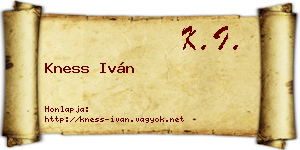 Kness Iván névjegykártya